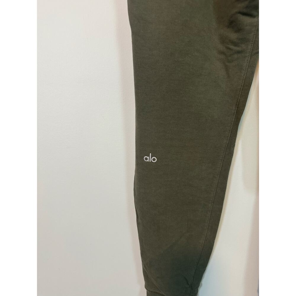 Alo Yoga Urban Moto Joggers Olive Green Ribbed Knee Zip Pockets Athleisure - Picture 5 of 8